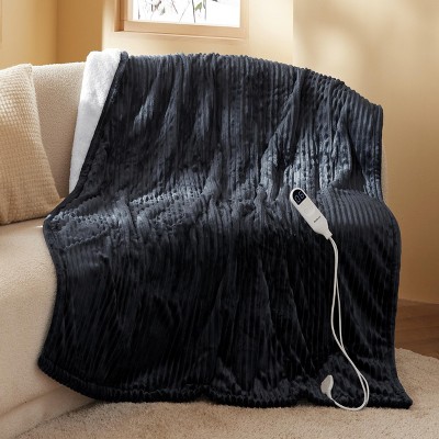 Electric Heated Blanket Soft & Washable Ribbed Flannel