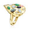 Ross-Simons Multi-Gemstone Teardrop Ring With 0.20 ct. t.w. Lab-Grown Diamonds in 18kt Gold Over Sterling - 3 of 4
