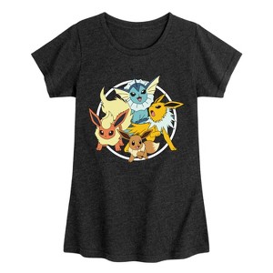 Girls' - Pokémon - Eevee Group Fitted Short Sleeve Graphic T-Shirt - 1 of 4