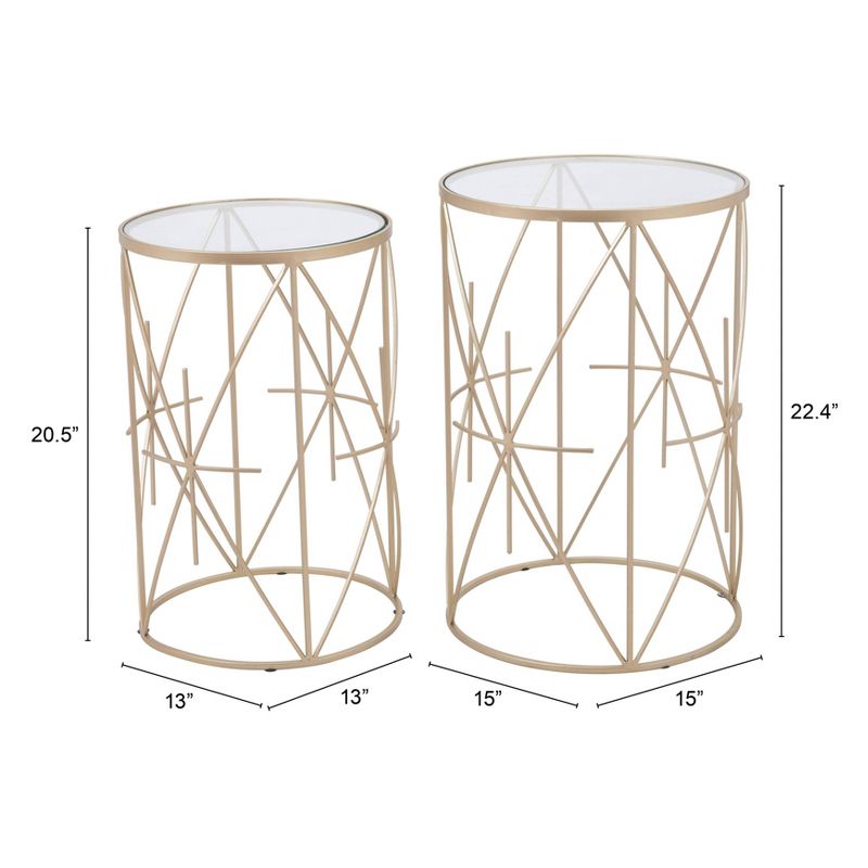 Set of 2 Heritage Side Tables Clear/Gold - ZM Home, 6 of 11