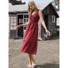 INSPIRE CHIC Women's Sleeveless V Neck Smocked Summer Casual Tiered A-Line Midi Dresses - 4 of 4