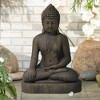 John Timberland Sitting Buddha Statue Sculpture Zen Decor Outdoor Garden Front Porch Patio Yard Outside Dark Sandstone Faux Stone Finish 29 1/2" High - 2 of 4