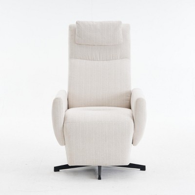 Linen Fabric 360 Swivel Chair, Handle Glider Recliner Nursery Chair With Adjustable Back And Footrest, Swivel Chairs Accent-Cuddlewood