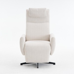 Linen Fabric 360 Swivel Chair, Handle Glider Recliner Nursery Chair With Adjustable Back And Footrest, Swivel Chairs Accent-Cuddlewood - 1 of 4