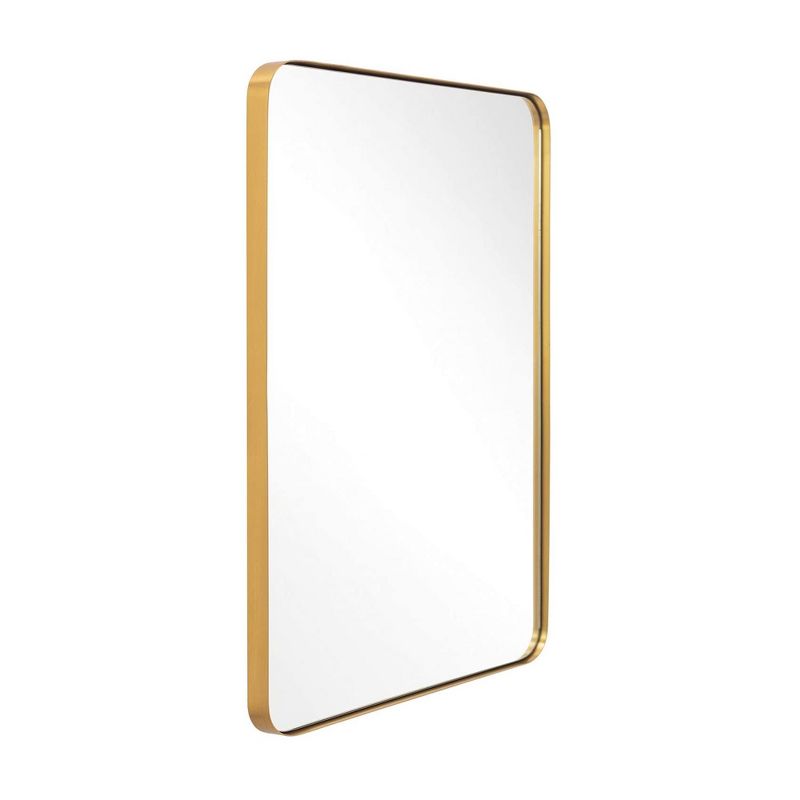 ANDY STAR Modern Decorative 22 x 30 Inch Rectangular Wall Mounted Hanging Bathroom Vanity Mirror with Stainless Steel Metal Frame, Brushed Gold, 1 of 7