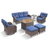 Belord Outdoor Wicker Patio Furniture Set with 41" Propane Fire Pit Table, Swivel Patio Chairs Set with Sofa Couch, Fire Pit Table and Ottoman - 4 of 4