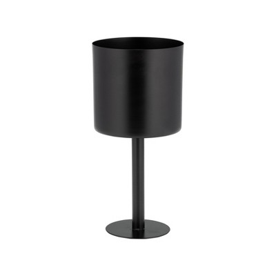 Sagebrook Home Flat Base Metal Indoor Outdoor Planter Pot with Stand Black 6"x6"x13": Contemporary Style, No Drainage Hole, Shatterproof