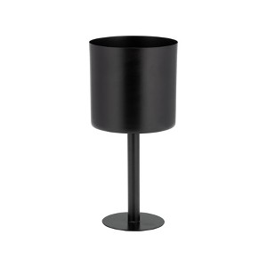 Sagebrook Home Flat Base Metal Indoor Outdoor Planter Pot with Stand Black 6"x6"x13": Contemporary Style, No Drainage Hole, Shatterproof - 1 of 4
