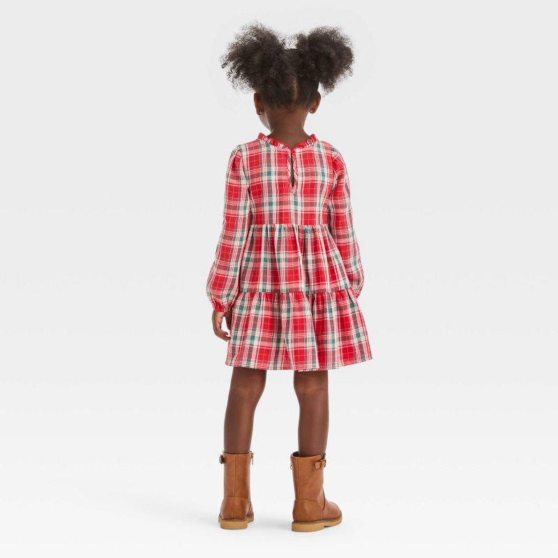 Toddler Girls' Plaid Long Sleeve Dress - Cat & Jack™, 3 of 8