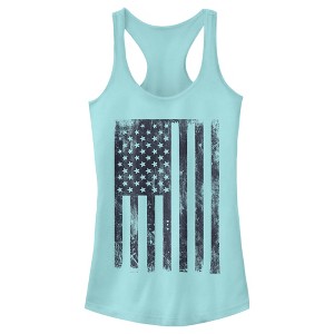 Juniors Womens Lost Gods 4th of July Distressed Flag Racerback Tank Top - 1 of 4