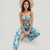 Anna-Kaci Swim Women's Tropical Leaf Print 3 Piece Swimsuit Set Bikini Top High Waist Bottom Sheer Wide Leg Pants - 4 of 4