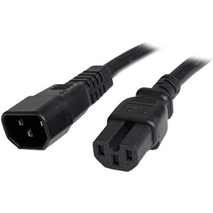 StarTech.com 6ft (1.8m) Heavy Duty Extension Cord, IEC C14 to IEC C15 Black Extension Cord, 15A 250V, 14AWG - 1 of 2