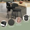 WestinTrends Alexandria Modern Upholstered Faux Shearling Fabric Counter Height Bar Stools with Back (Set of 2), Charcoal Gray - 3 of 4