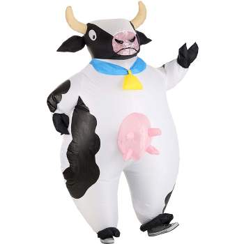 HalloweenCostumes.com One Size Fits Most   Inflatable Spotted Cow Adult Costume, Black/White/Pink