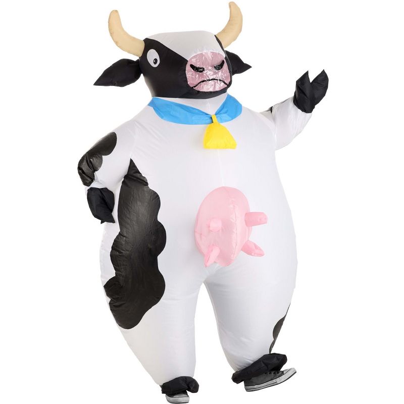 HalloweenCostumes.com One Size Fits Most   Inflatable Spotted Cow Adult Costume, Black/White/Pink, 1 of 10