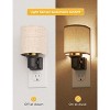 YANSUN 2-Pack 1W Plug-In Light Sensor Night Lights with Gold Ring Fabric Shade, Warm Light 2700K, Slide Dimming (0%-100%) - 3 of 4