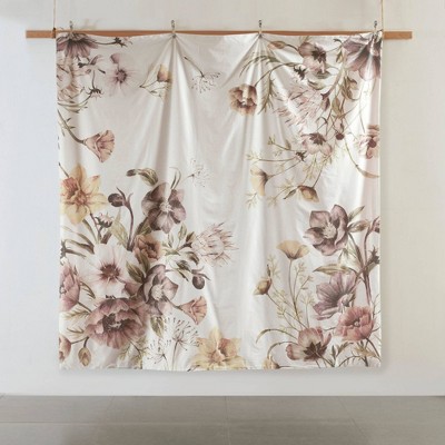 Blush Floral Cotton King/Cal King Duvet Cover Set