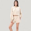 Anna-Kaci Active Women's Long Sleeve Woven Lounge Top with Half Zip Front, Elastic Hem, and Relaxed Draped Fit - 3 of 4