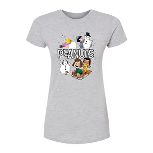 Women's - Peanuts - Winter Stickers Fitted Graphic T-Shirt - 1 of 3