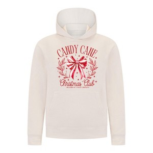 Everyday Kids Christmas Collection Candy Cane Christmas Club Girls Pullover Hoodie – Holiday Sweatshirt - Off White - 1 of 1