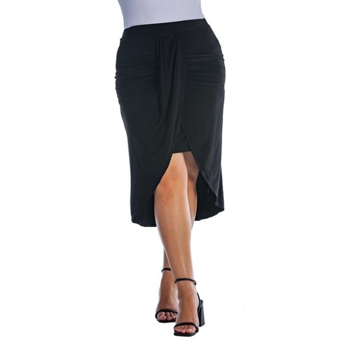 Womens Plus Size Solid Color Knee Length Tulip Skirt-p006569-black : Target