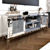 60" Mirrored TV Stand with Crushed Diamond Glass Doors - Modern Media Entertainment Center, Adjustable Storage TV Console Table for 65-Inch TV - 2 of 4