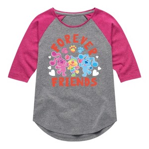 Girls' - Blue's Clues & You! - Magenta & Blue Shirt Tail Raglan Graphic T-shirt - 1 of 2
