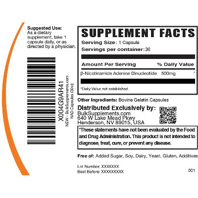 BulkSupplements Nicotinamide Adenine Dinucleotide (NAD) Capsules