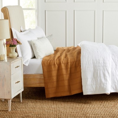 Copper Full Cotton Waffle Knit Reversible Bed Blanket