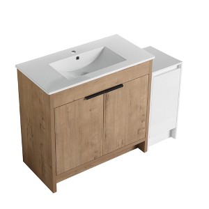 ChicFurnit Bathroom Vanity 48 Inch Freestanding Vanity with Ceramic Sink and Soft Closing Door for Bathroom, Brown, 47.7"*18.31"*34.25" - 1 of 4
