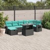vidaXL 8 Piece Garden Sofa Set with Cushions Poly Rattan - Black without storage - 2 of 4