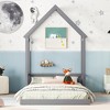 Fontoi Beds, Full Floor Bed with Headboard, Wood Bed with Guardrails for Girls and Boys, Gray, 60"*87.7"*77.8" - 3 of 4