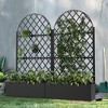 PexFix 71" x 35.4" Tall Wrought Iron Garden Arched Trellis with Planter Box Black Outdoor Plant Support for Climbing Flowers Vines Patio Yard Decor - 2 of 4