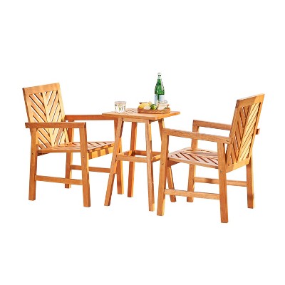 Olina 3pc Honey Fish Bone Eucalyptus Wooden Outdoor Conversation Set - Vifah