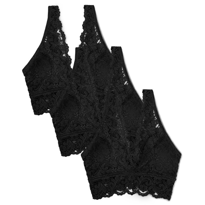 Women's Signature Lace Deep V Bralette 3-pack, 1 of 5