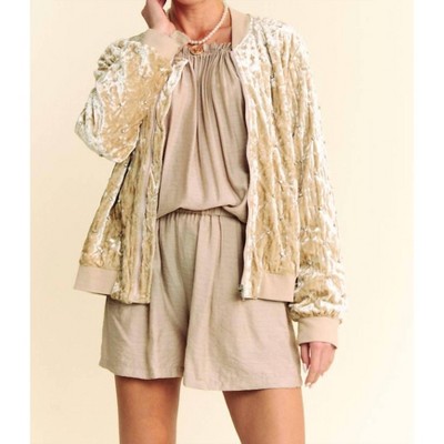 Women's Velvet Quilted Jacket with Rhinestones - DAVI & DANI