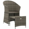 vidaXL Patio Lounge Set - 2 Piece Set with Comfortable Cushions, Durable Grey Poly Rattan Material, Included Practical Stool - 4 of 4