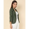 Allegra K Women's Striped 3/4 Sleeves Open Front Casual Notched Lapel Blazer - 4 of 4