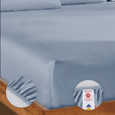 California King Gray Organic Cotton Percale Deep Pocket Sheet Set