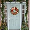 Christmas Wreath, Xmas Wreath for Front Door with Gold Bowknot, Artificial Pre-Decorated Holiday Accent with Ball Ornaments,Pine Cones - 4 of 4