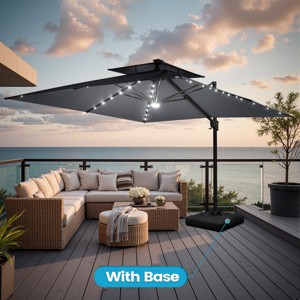 Crestlive Products 11FT Patio Double Top Cantilever Umbrella with Light and Base Set Outdoor 360° Rotation 6 Heights Adjustable Offset Umbrella - 1 of 4