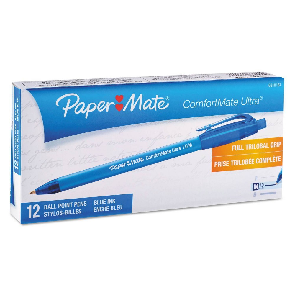  Paper Mate Flexgrip Ultra Stick Fine Point Ballpoint Pens, 12  Black Ink Pens (9680131) : Ballpoint Stick Pens : Office Products