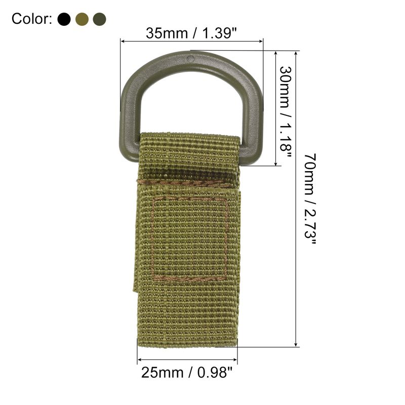 Unique Bargains Belt Keeper Key Clip Set Nylon Webbing D Shape Buckle Keychain Black Green Khaki 3Pcs, 2 of 7