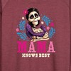 Women's Disney Imelda Mama Knows Best Lightweight French Terry Wide Neck Long Sleeve Graphic Shirt - Heather Maroon - 4X - 2 of 4