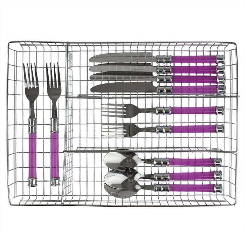 Home Basics4 Section Steel Cutlery and Flatware Tray, Chrome, 3 of 5