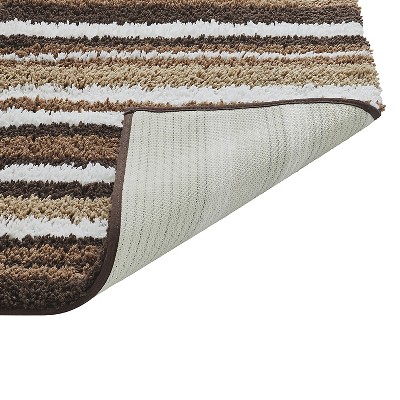 Griffie Café Brown and White Polyester Bath Rug Set