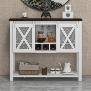 homfan Coffee Bar Sideboard Cabinet Storage with Wine Rack and Glass Holder, Console Table with Sliding Barn Doors, for Living Room, Dining Room - 1 of 4