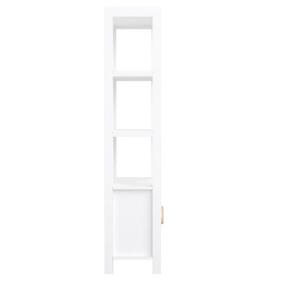 White 68" Wood Shaker Bookcase with Brass Hardware