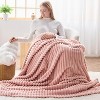 Attop Super Soft Twin Blanket Pink Premium Silky Flannel Fleece 3D Ribbed Jacquard Lightweight Bed Blanket All Season Use - 4 of 4