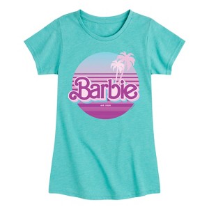 Girls' - Barbie - Palm Trees Fitted Short Sleeve Graphic T-Shirt - 1 of 4